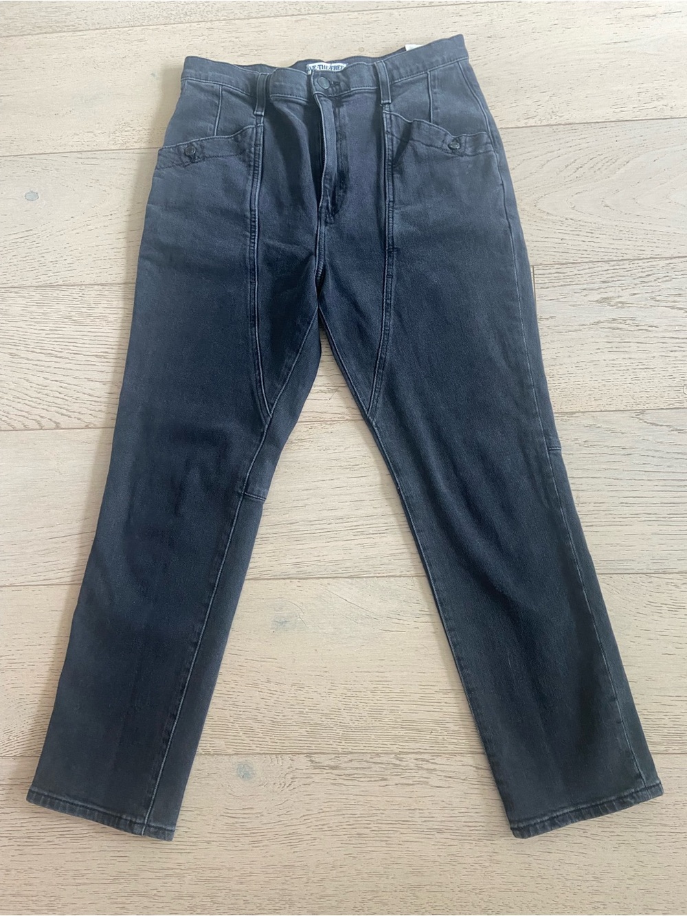 FREE PEOPLE We The Free Beacon Black Slim Crop Mid-rise Jeans Size 30 NWOT - Picture 2 of 11